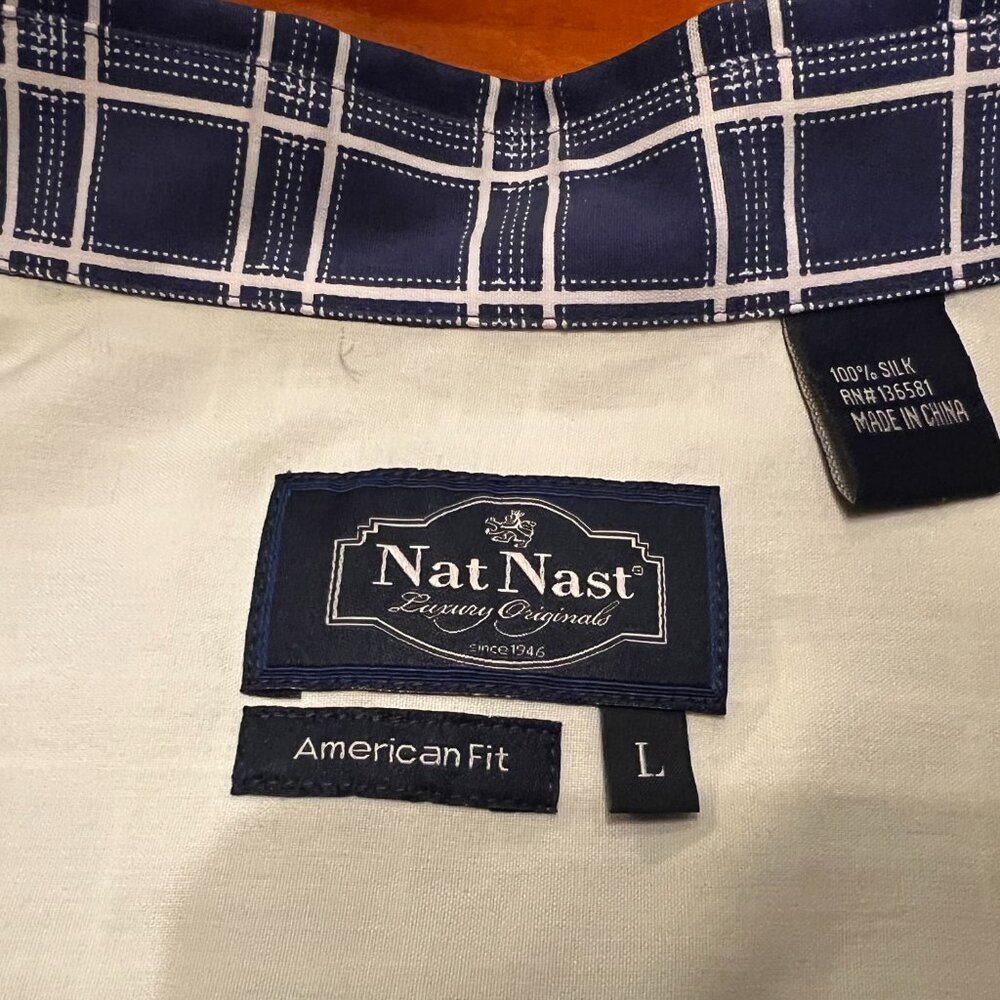 Gorgeous Nat Nast Silk plaid shirt, Large, Black - Picture 2 of 3